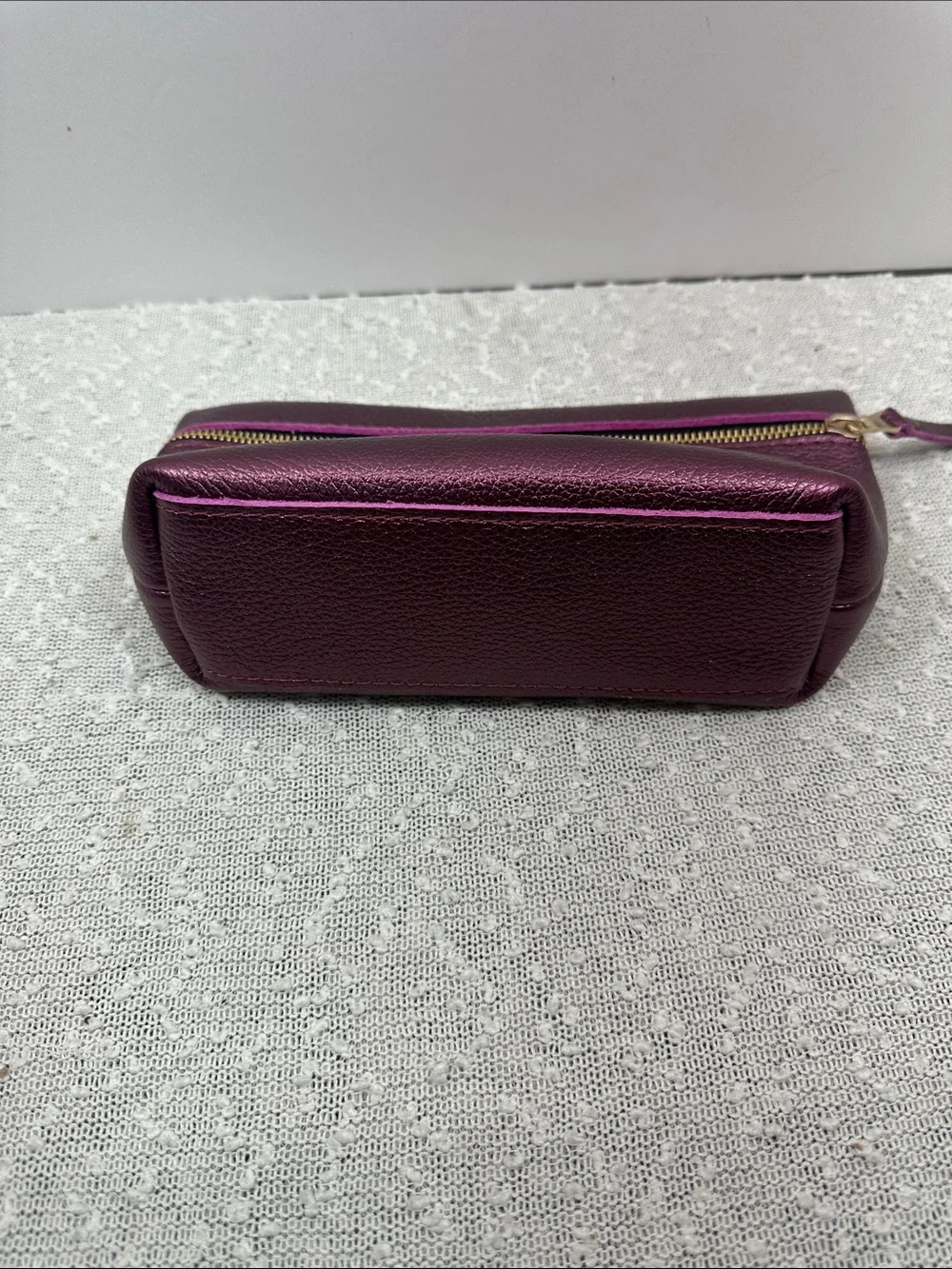 PORTLAND LEATHER GOODS metallic Ultraviolet UV purple Large Makeup Bag